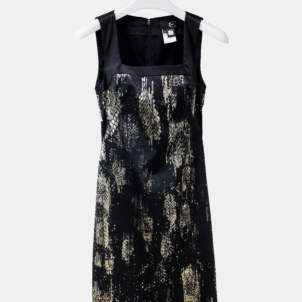 Just Cavalli Black and Gold Sleeveless Sheath Dress